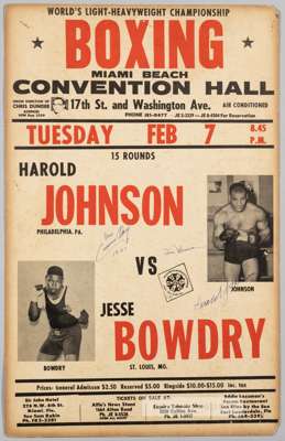 BOXING - CASSIUS CLAY v JIM ROBINSON 7th FEBRUARY 1961 BOXING, THE FOURTH PROFESSIONAL FIGHT OF CASSIUS CLAY RARE ORIGINAL MULTI SIGNED POSTER INC: CA