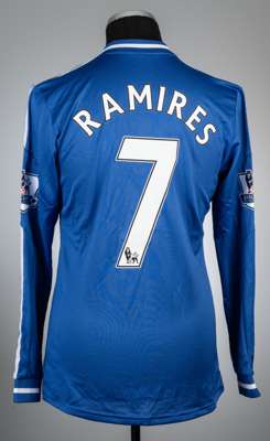 Ramires signed blue Chelsea no.7 home jersey, season 2013-14,
 Adidas, player issued long-sleeved with BARCLAYS PREMIER LEAGUE sleeve badges, club cre