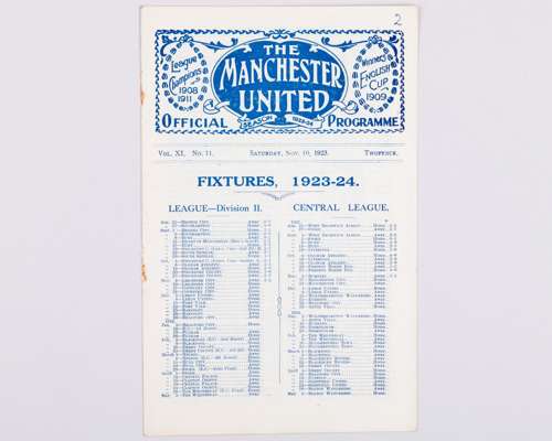 Manchester United v. Leicester City match programme, 10th November 1923