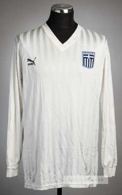 White Greece no.8 jersey, circa 1987,
 Puma, long-sleeved, with country emblem and Puma logo, reverse numbered 8