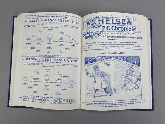 Facsimile Bound Volume of Chelsea home match programmes, 1914-15, No.198 of a limited edition of 250 published by Scott Cheshire