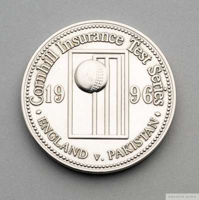 David Lloyd white-metal 1996 Cornhill Insurance Test Series medal
 the obverse inscribed Cornhill Insurance Test Series, 1996, ENGLAND V. PAKISTAN, th