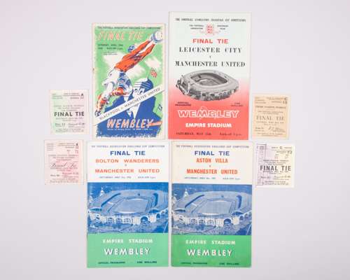 Four Manchester United F.A.Cup final match programmes and ticket stubs