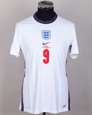 Patrick Bamford white No.9 England v. Andorra short-sleeved shirt, 2021
