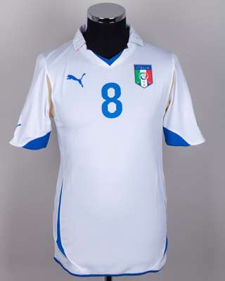 Claudio Marchisio white No.8 Italy v. Ireland match worn short-sleeved shirt, 2011