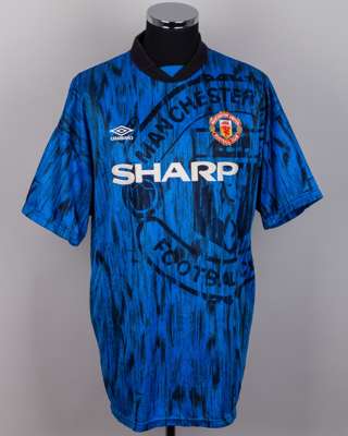 Paul Parker blue and black No.2 Manchester United short-sleeved shirt, 1992-93