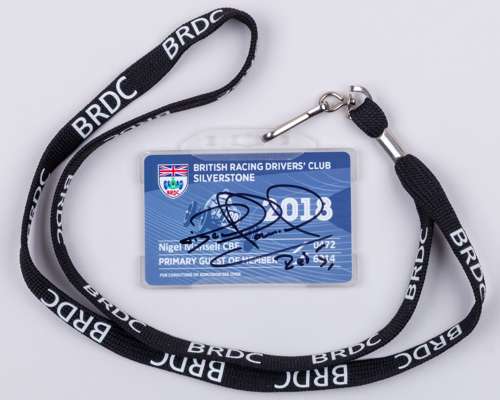 Nigel Mansell Signed 2018 British Racing Drivers' Club Silverstone Pass