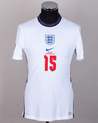 Ben Chilwell white No.15 England v. Belgium short-sleeved shirt, 2020