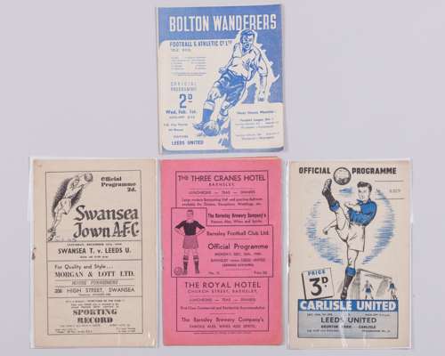 Four Leeds United away match programmes, 1949-50