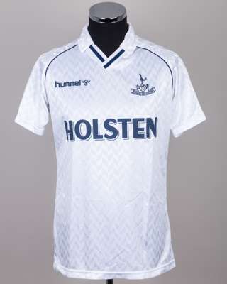 Chris Houghton white and blue No.3 Tottenham Hotspur short-sleeved shirt, 1988-89