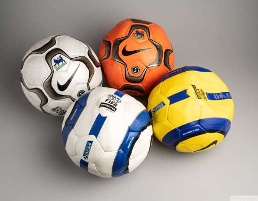 Group of four Nike Premier League Match issued footballs 
 Nike Geo Merlin Vapor 2002/2003, Nike Geo Merlin Vapor 2002/2003 Orange, Nike Total Aerow I