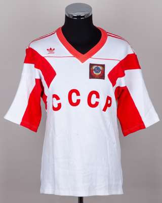 White and red No.10 Soviet Union short-sleeved shirt, c.1988