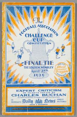 F.A. Cup Final programme Bolton Wanderers v Portsmouth 27th April 1929,
 good