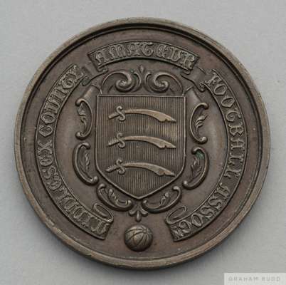Bronze Middlesex County 1907-08 runners-up medal, 
 the obverse inscribed Middlesex County Amateur Football Assoc, the reverse inscribed EALING Runner