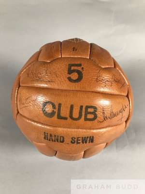 A 1966 World Cup retro football signed by the England squad and manager Alf Ramsey