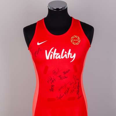 Vitality Roses Squad Signed Netball Dress, Size M
