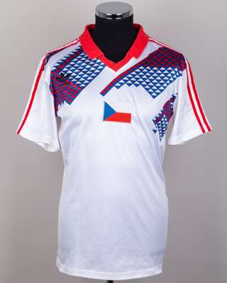 Czechoslovakia - Peter Fieber white, red and blue No.12 match issued World Cup shirt