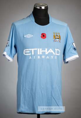 Dedryck Boyata blue Manchester City No.38 'poppy' jersey v Birmingham City, played at City of Manchester Stadium, 13th November 2010,
 Umbro, short-sl