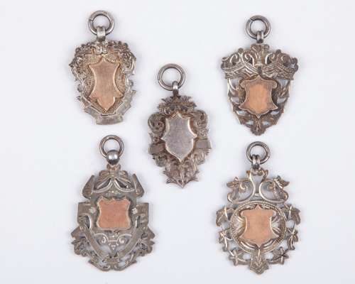 Joseph Dines ten various silver, enamel and silver medals