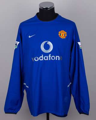David Beckham blue No.7 Manchester United long-sleeved shirt, 2002-03