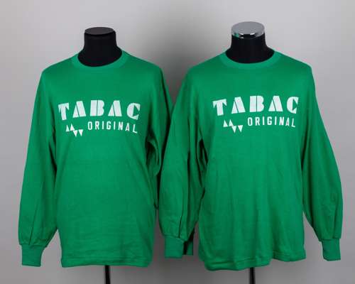 Two green No.1 goalkeepers shirts