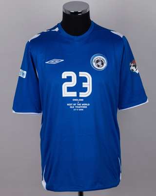 Alessandro Nivola blue and white No.23 Soccer Aid short-sleeved shirt, 2006