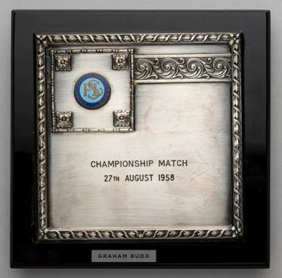 Southern Football League plaque awarded to Gravesend & Northfleet's Jimmy Logie for the championship match v Cheltenham Town, played at Gravesend, 27t