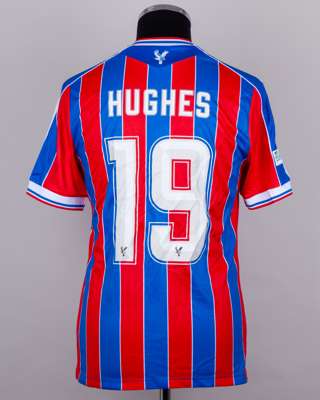 Will Hughes red and blue No.19 Crystal Palace v. Dynamo Kyiv match worn shirt