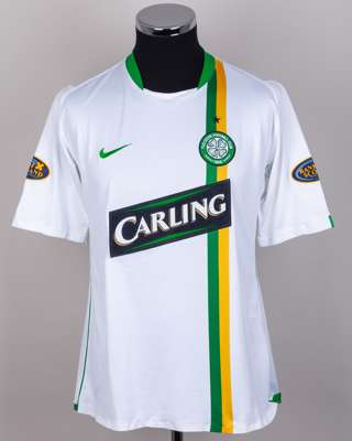 Mark Wilson white, green and yellow Celtic short-sleeved shirt, 2006-08