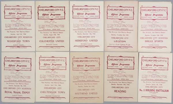 Chelmsford FC home programmes, season 1945-46, 
 four-page editions and would appear to be a full season. A mixture of southern League, London League 