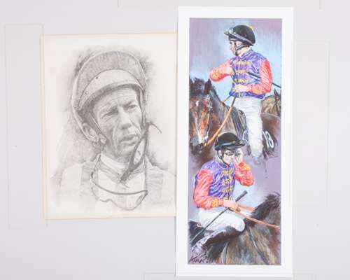 Four prints featuring jockeys