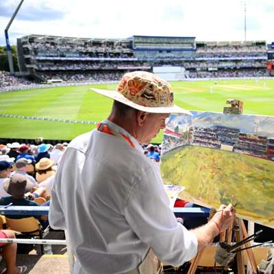 Andy Brown Ruth Strauss Foundation Red for Ruth 2026 commissioned painting Live at ‘Lord's'