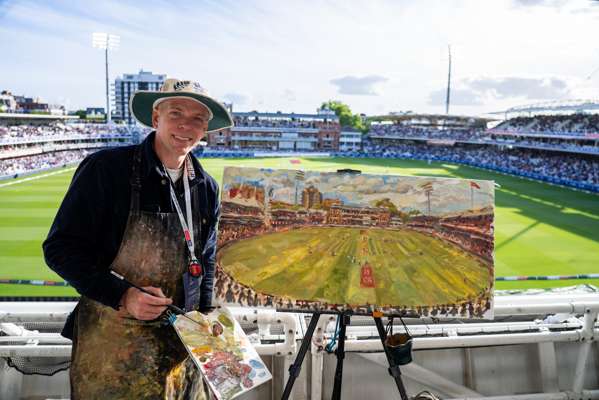 Andy Brown Ruth Strauss Foundation Red for Ruth 2026 commissioned painting Live at ‘Lord's'