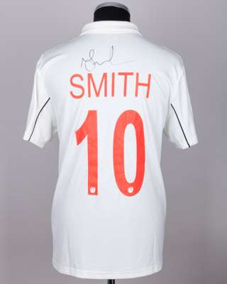 Nathan Smith No.10 New Zealand v. England match worn, signed Red For Ruth shirt