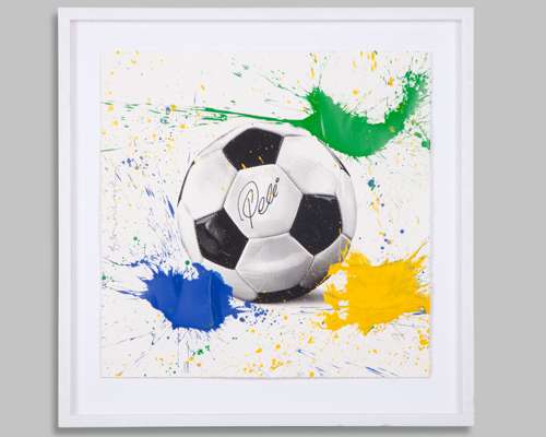 Pele autographed The King Pele limited edition mixed-media print by Mr. Brainwash