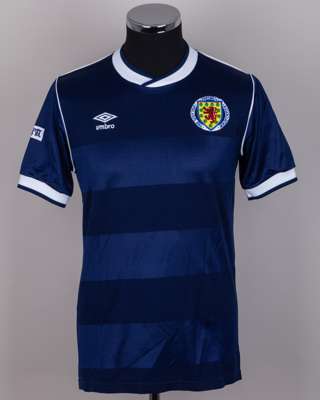 Jim McLean - blue No.10 Scotland short-sleeved shirt, 1985-86