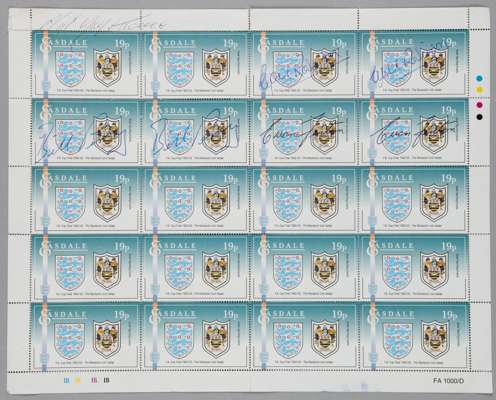 Blackpool 4 v Bolton 3, 1953 F.A Cup Final, complete block of 20 stamps with complete edging and traffic lights, commemorating Blackpool’s famous vict