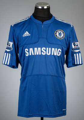 Nicolas Anelka blue Chelsea no.39 home jersey, season 2009-10,
 Adidas, short-sleeved with BARCLAYS PREMIER LEAGUE sleeve badges, club crest and spons