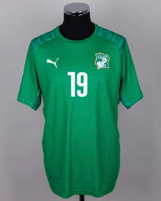 Yaya Toure green No.19 Ivory Coast short-sleeved shirt, 2014