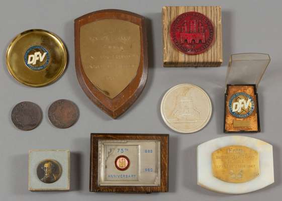A group of medals, plaques, pennant and other items originally owned by Sir Alf Ramsey,
 issues, some cased, including East Germany F.A., Brazil F.A.,