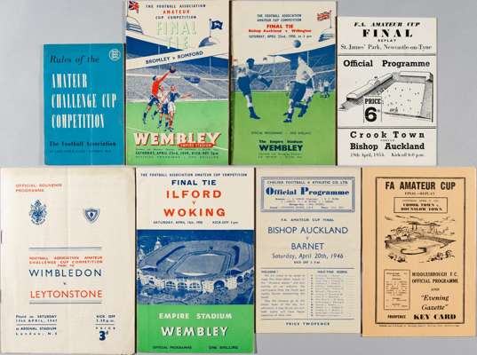 Full set of F.A. Amateur Cup Finals 1946 to 1974 programmes,
 including all replays at Middlesbrough/Newcastle, Bishop Auckland v Barnet 20th April 19