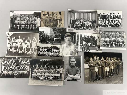 Collection of black & white football press photographs,
 various sizes, includes Aston Villa 1905, QPR v Torquay 1932-33, Chelsea team photographs 192