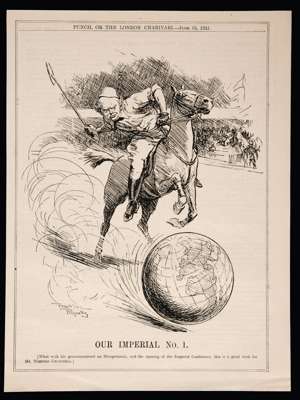 A group of 13 assorted Punch cartoons featuring polo, mostly loose, a few mounted, one featuring Winston Churchill