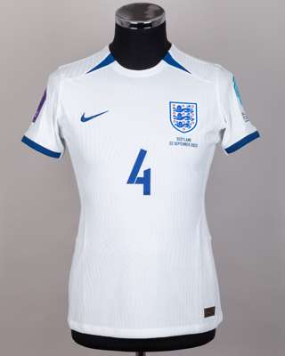 Katie Zelem white No.4 England v. Scotland women's short-sleeved shirt, 2023