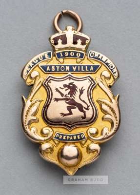 1899-1900 Football League Division One championship  medal awarded to the Aston Villa Director C.S. Johnstone,
 obverse enamelled with red lion and LE