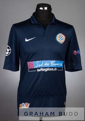 Ait Fana navy Montpellier no.18 jersey v Arsenal in the UEFA Champions League Group B, at Stade De La Mosson, 18th September 2012,
 short-sleeved with