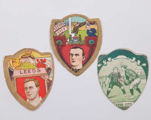 Three Leeds City Baines Leeds shield-shaped cards 