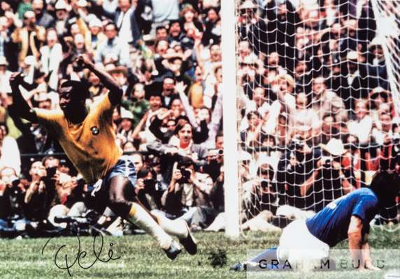 World Cup 1970 Brazil v Italy print signed by Pele