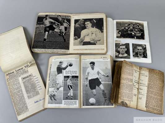 Collection of Football related scrapbooks home made and cover 1920-50s, 
 neatly complied and full of newspaper cut-outs, match action, caricatures of