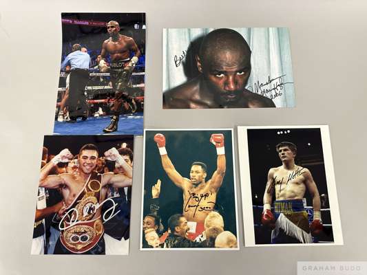 Excellent collection of autographed boxing photographs, circa 1970s onwards,
 10 x 8in. high quality coloured photographs, all signed in ink, all Worl